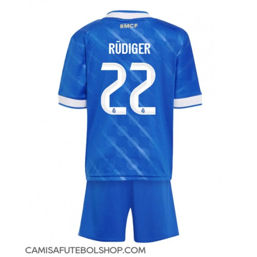 Camisa de time de futebol Real Madrid Antonio Rudiger #22 Replicas 3º Equipamento Infantil 2025-26 Manga Curta (+ Calças curtas)